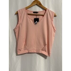 Arrive Guide Women's V-Neck Sleeveless Crop Top, Women's M Athletic Shirt‎ Pink
